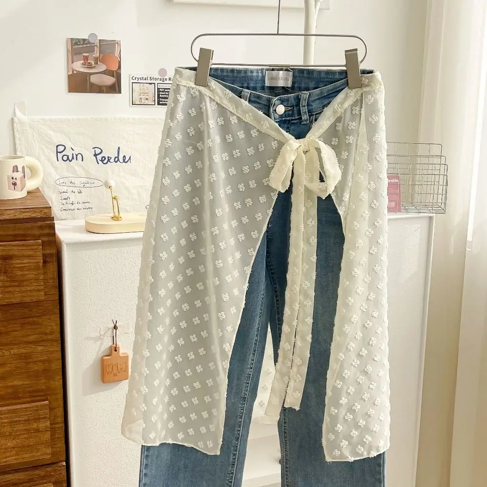 Кружевная открытая юбка в корейском стиле винтажная вязаная прозрачная Y2k