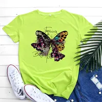 JFUNCY 2023 Fashion Women's T-shirts Cotton Tshirt with Short Sleeve Tops Butterfly Printed Graphic T Shirts Female Clothing 4