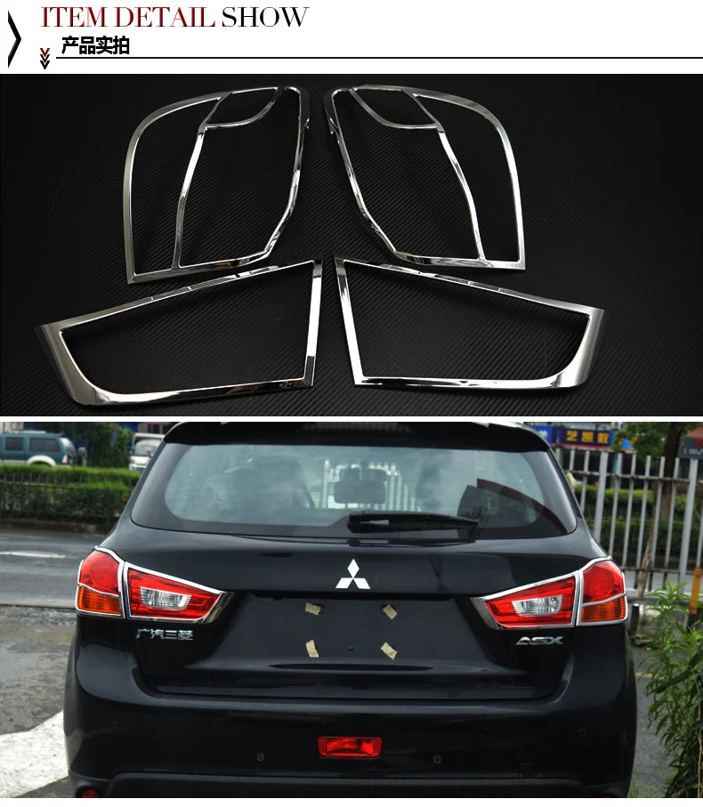 

for Mitsubishi ASX 2013-2018 ABS Chrome Front Rear Trunk Headlight Tail Light Lamp Cover Trim Styling Garnish Bezel Molding