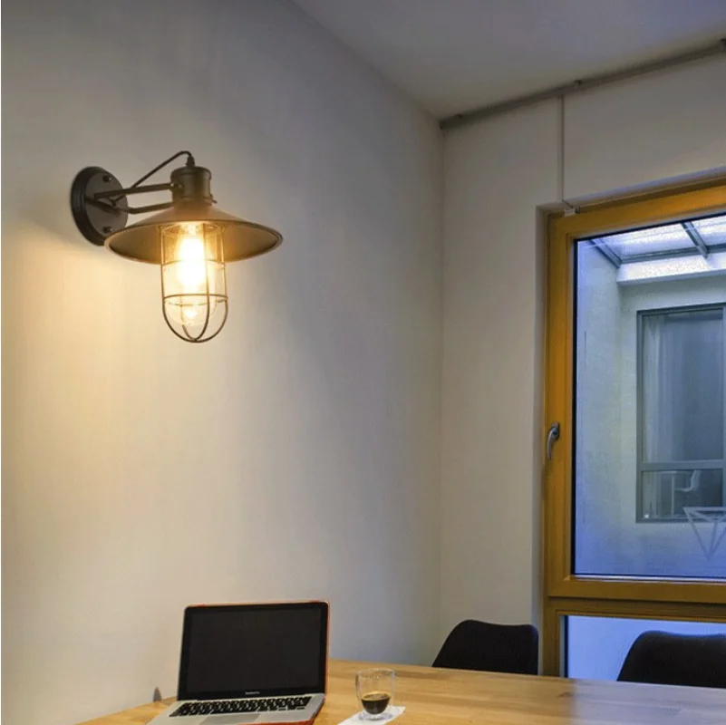

American loft industrial wall lamp living room bedroom bedside outdoor bar hallway staircase lamp iron wall lamp