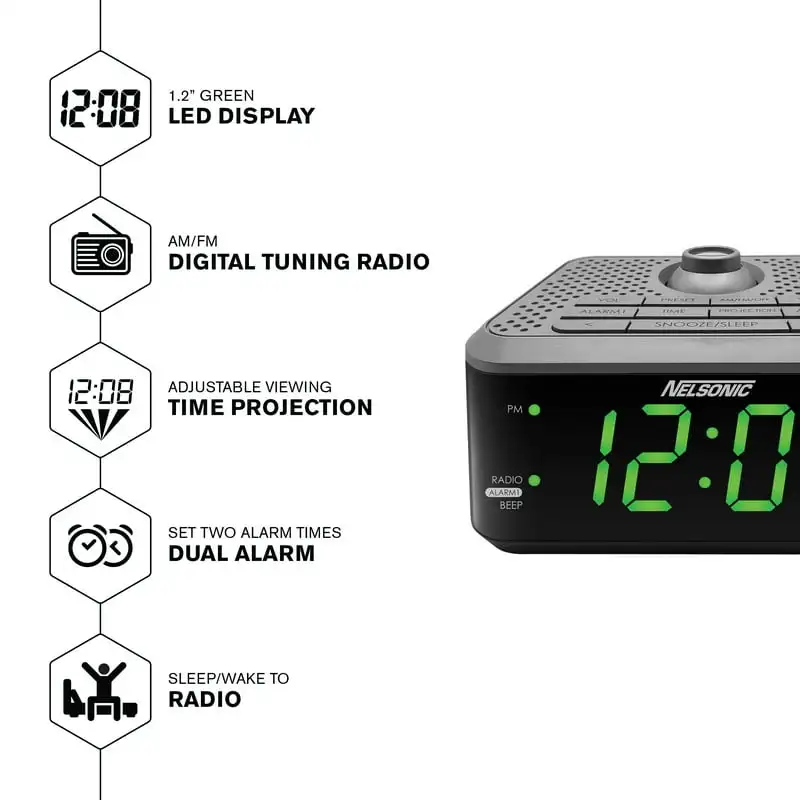

Проекционные цифровые часы с AM/FM радио, NLC627
