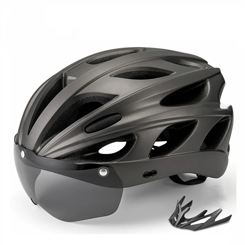 

OFFBONDAGE Bicycle Helmet Men EPS Integrally-molded Breathable Cycling Helmet Men Women Goggles Lens Aero MTB Road Bike Helmet
