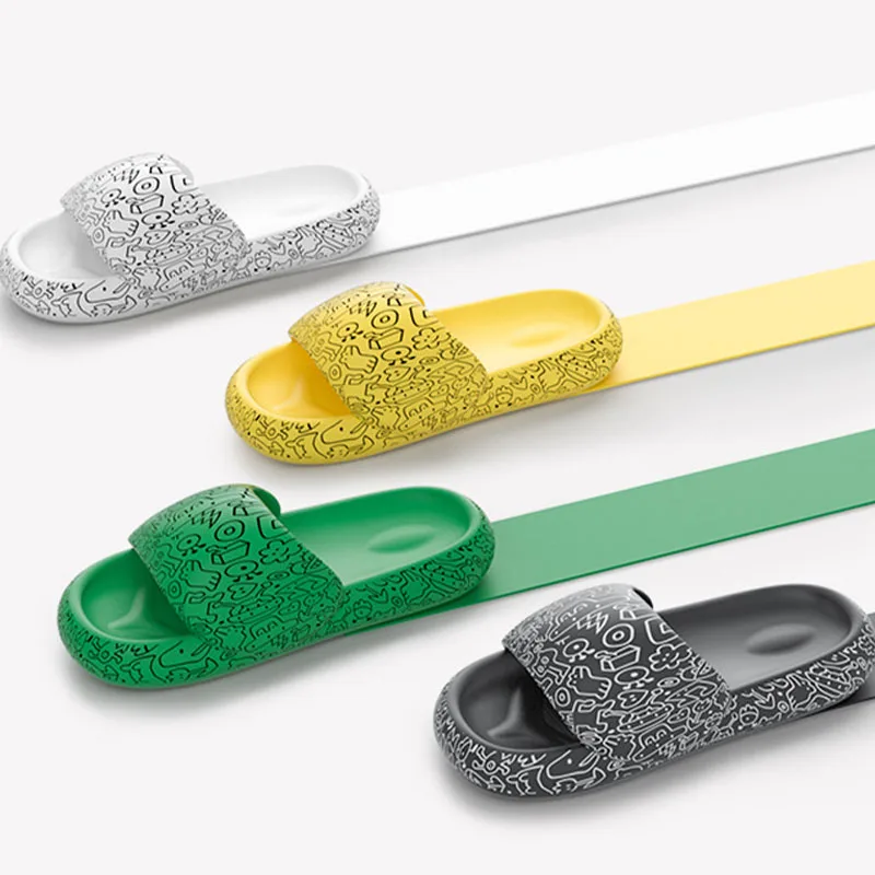 

Нескользящие женские домашние тапочки, Эва, уличные женские сандалии на мягкой подошве, плоская подошва, летняя обувь с принтом, домашние та...