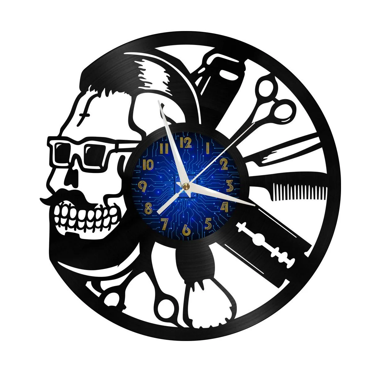 

Hell Hair Stylist Vinyl Wall Clock, Vinyl Record Clock Wall Art Silent & Non-ticking