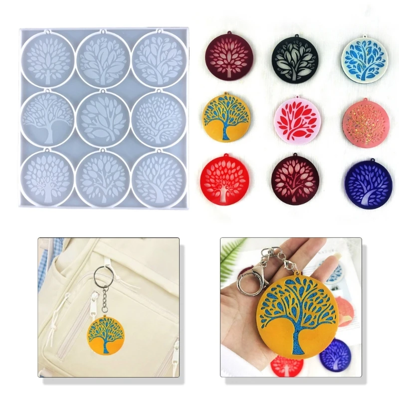 

9 Holes Pendant Mold Clay Molds Shaped Keychain Moulds with Holes Perfect Gift for DIY Hand-Making Lover 40GB