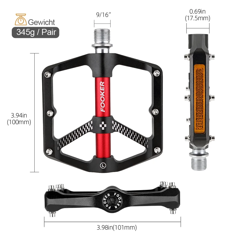 Велосипедные педали Fooker ультралегкие Нескользящие с 3 подшипниками ЧПУ для