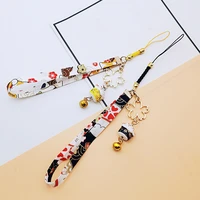 metal silicone cat keychain anime cute mobile phone chain bell pendant personality creative cute accessories hand knitted