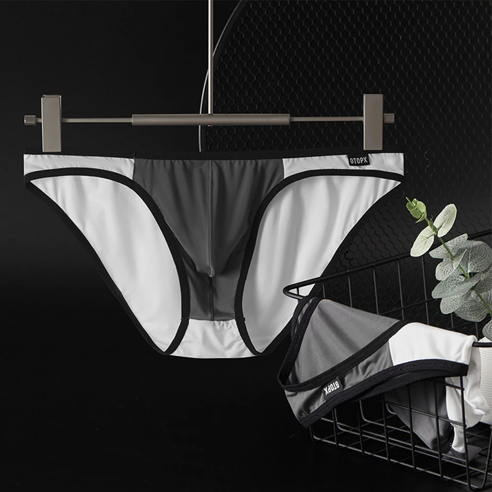 

Men Underwear Ice Silk Panties Brief Ultra-Thin Transparent U Convex Pouch Briefs Low Waist Breathable Underpants Scrotum Bulge