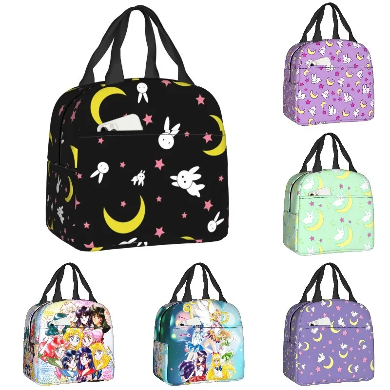 

Bunnies And Moons Portable Lunch Boxes Leakproof Anime Kawaii Thermal Cooler Food Insulated Lunch Bag School Children Student