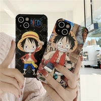 cartoon one piece luffy four corners drop resistant phone cases for iphone 13 12 11 pro max xr xs max x back cover