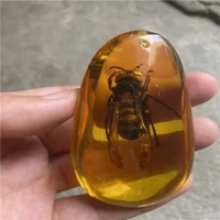 1pcs natural artificial amber real knowledge of the specimen pendant writing hand piece insect amber wax bumblebee pendant