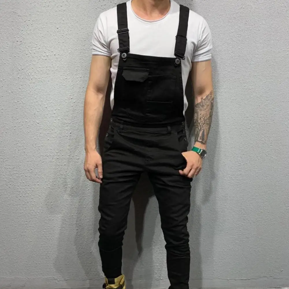 

Stylish Men Jumpsuit Men All Match Overalls Mid Rise Multi Pockets Jumpsuit Long Pants Multi Pockets