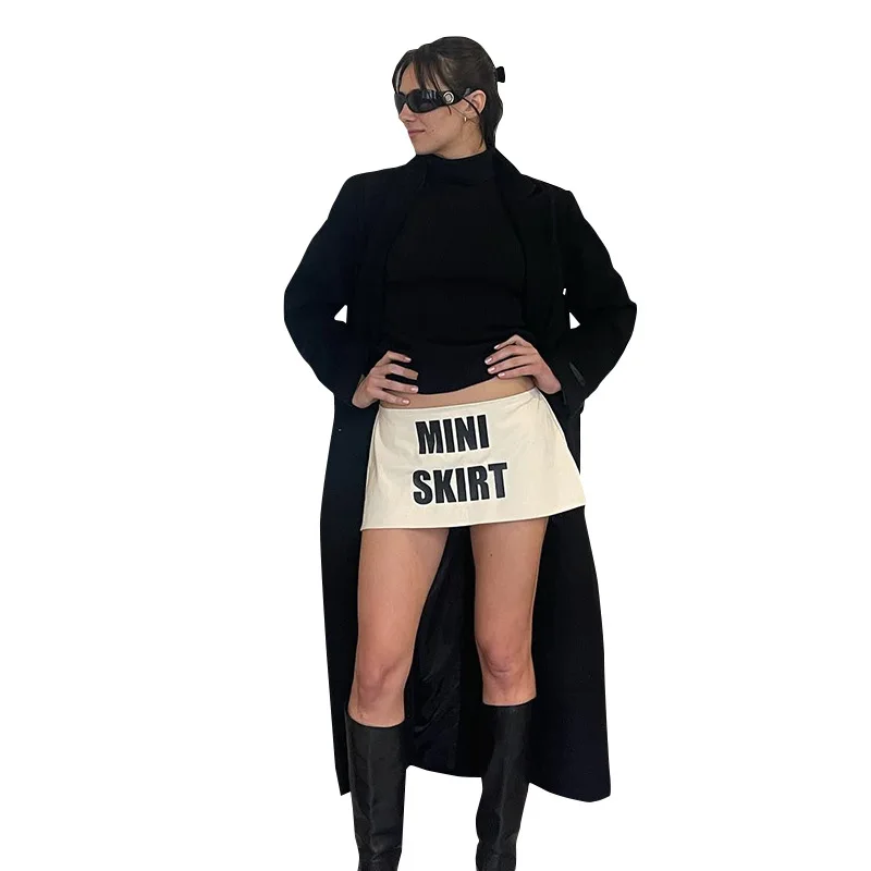 

Letter Printed Mini Skirt For Women Low Waist Streetwear Sexy Casual Pencil Rock Hip Hop Girl Designer Top Fashion Summer Style