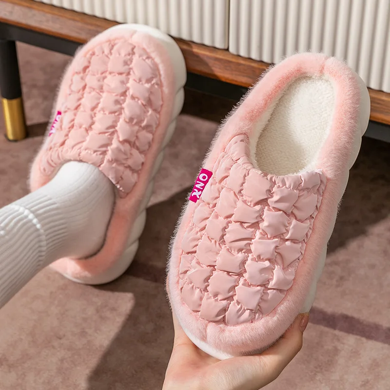 Купи Home Fur Slippers Men Winter Platform Non-Slip Soft Warm House Indoor Bedroom Shoes Women Couples Slides Memory Foam Floor Shoes за 401 рублей в магазине AliExpress