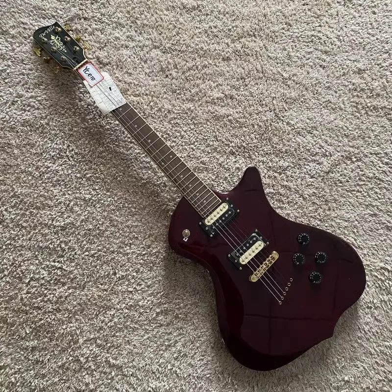YC010 Винно-красная струна Coor через корпус настоящая электрогитара Deville 6-струнная