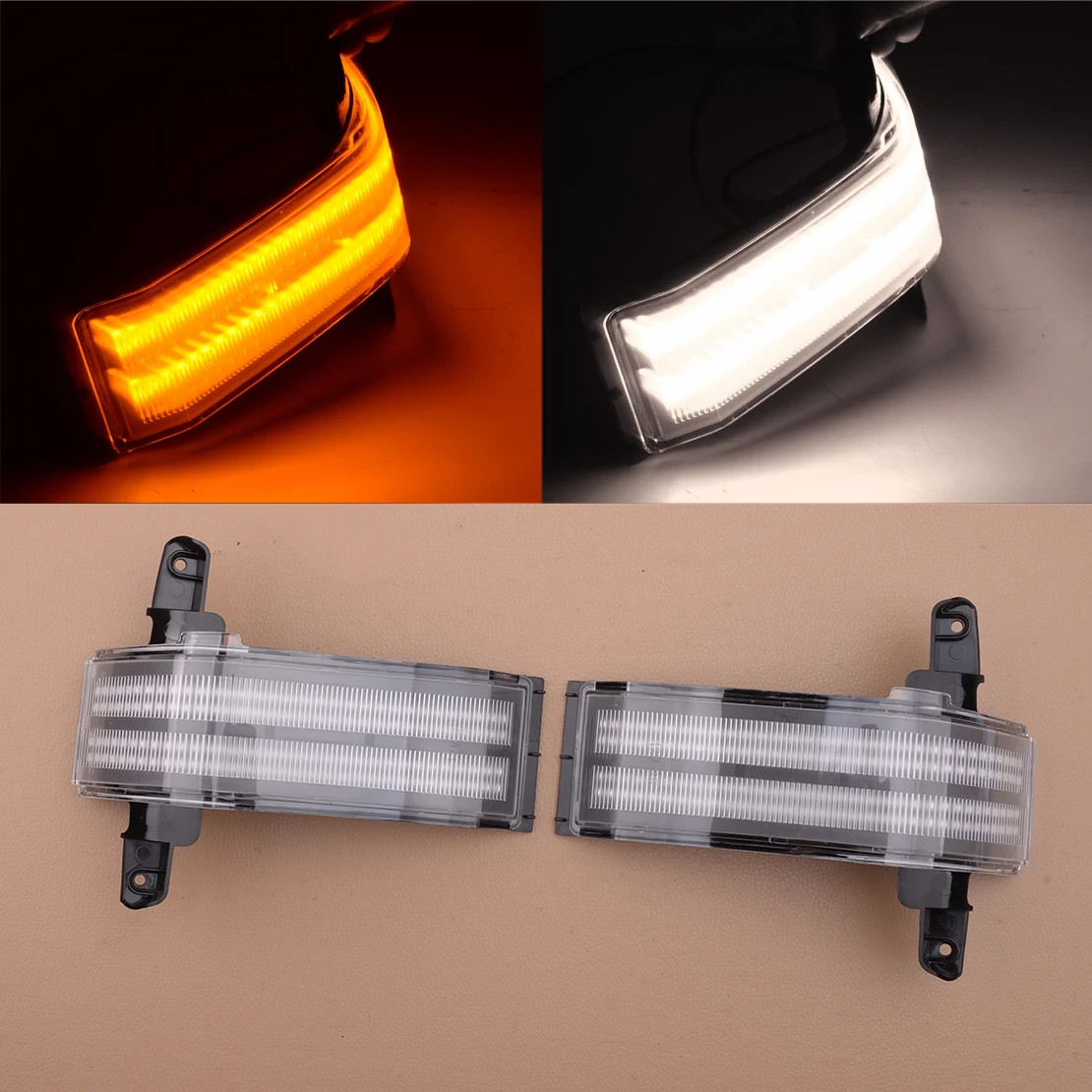 

1 Pair 12V Amber&White Clear Lens LED Side Mirror Signal Marker Light Fit for Chevrolet Silverado GMC Sierra 23444106 23444105