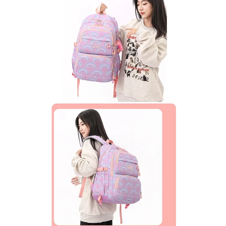 3-piece Set Girls High-capacity Camouflage Plaid Trolley Backpacks 2023 New Children Sweet Fashion Same Handbags with Pen Bag