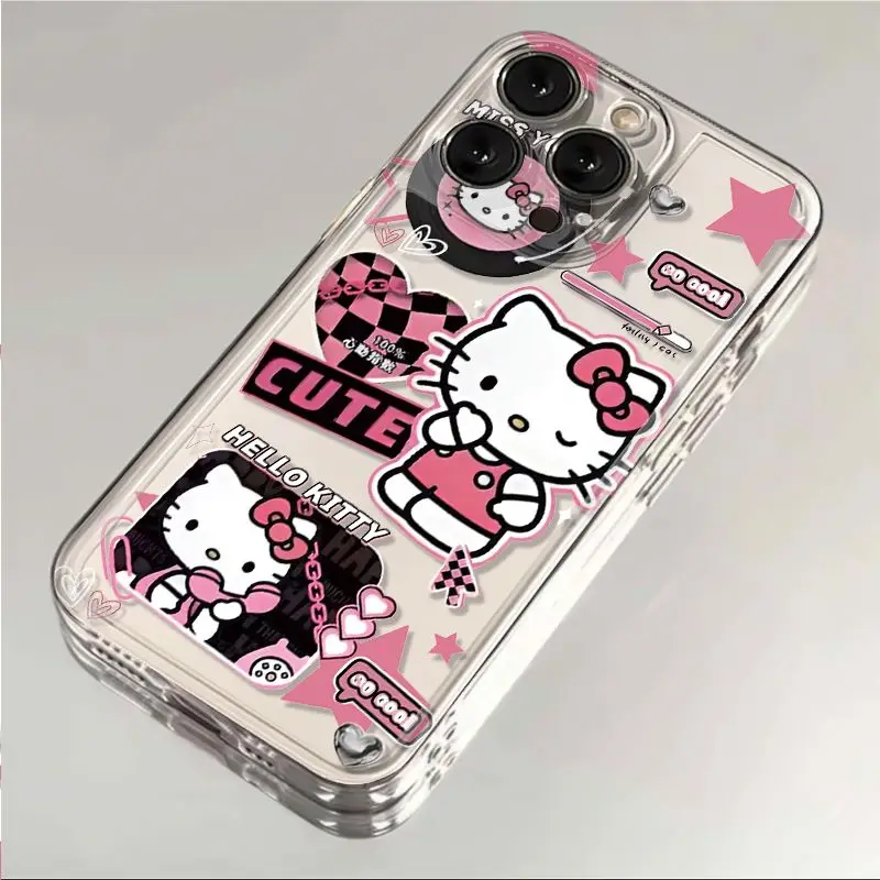 Классный чехол Sanrio Hello Kitty для iPhone 16 15 14 13 Pro Max 11 12 X XR XS MAX 7 8 Plus Y2K мягкий прозрачный в