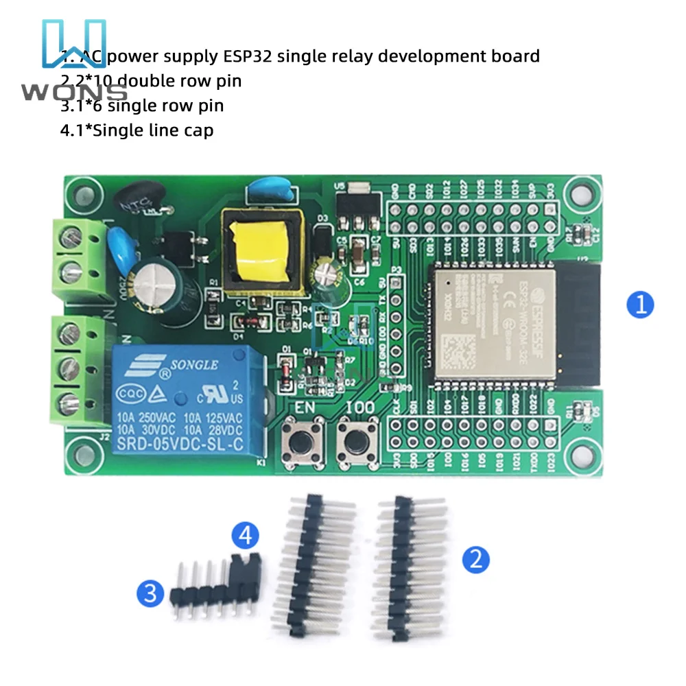 Блок питания переменного тока ESP32 WiFi Bluetooth ble один релейный модуль макетная плата