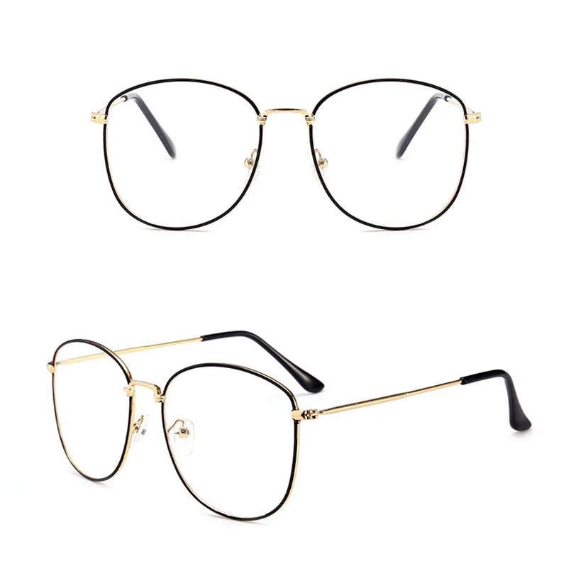 

FOENIXSONG Women Fashion Glasses Oval Mirror Eyeglasses Metal Frame UV400 Protection Designer Eyewear Oculos De Sol for Unisex
