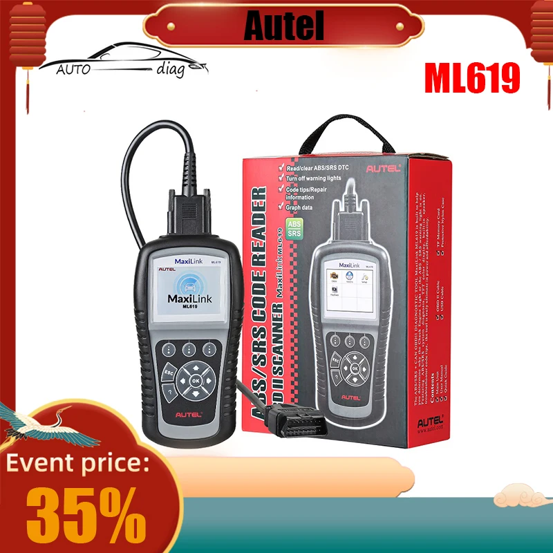 Autel MaxiLink ML619 OBDII Code Reader ABS SRS Airbag Automotive Scanner as Auto link AL619 Professional Diagnostic Tools