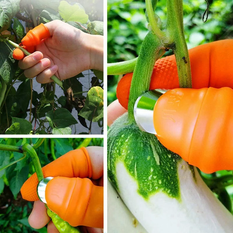 

Finger Protector Gears Cutting Vegetable Harvesting Knife Silicone Thumb Knife Pinching Plant Blade Scissors Gardening Tools