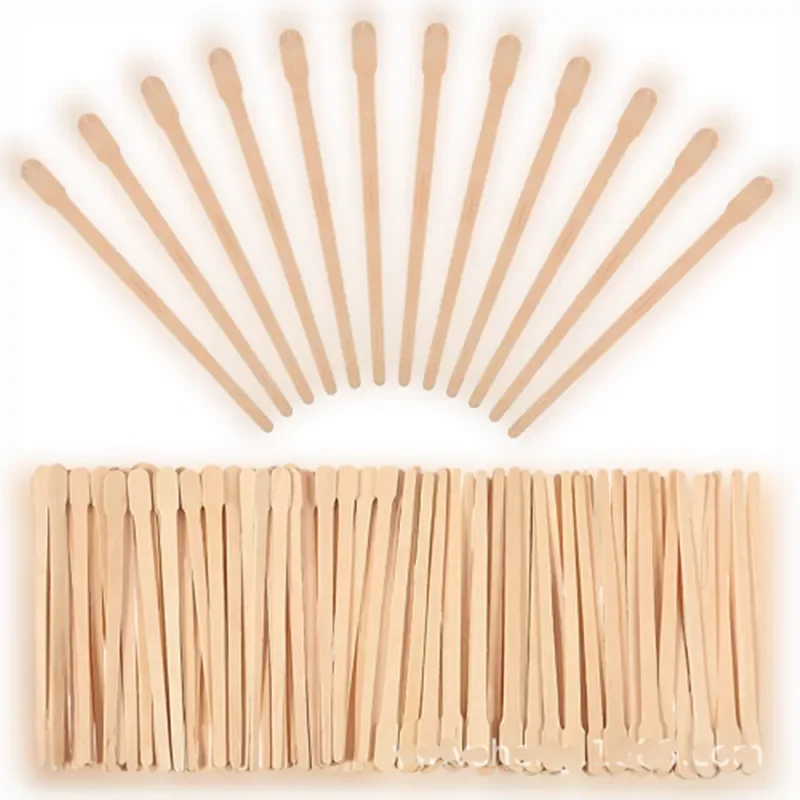 

100pcs Disposable Wooden Waxing Stick Wax Bean Wiping Wax Tool Disposable Hair Removal Beauty Bar Body Beauty Tool