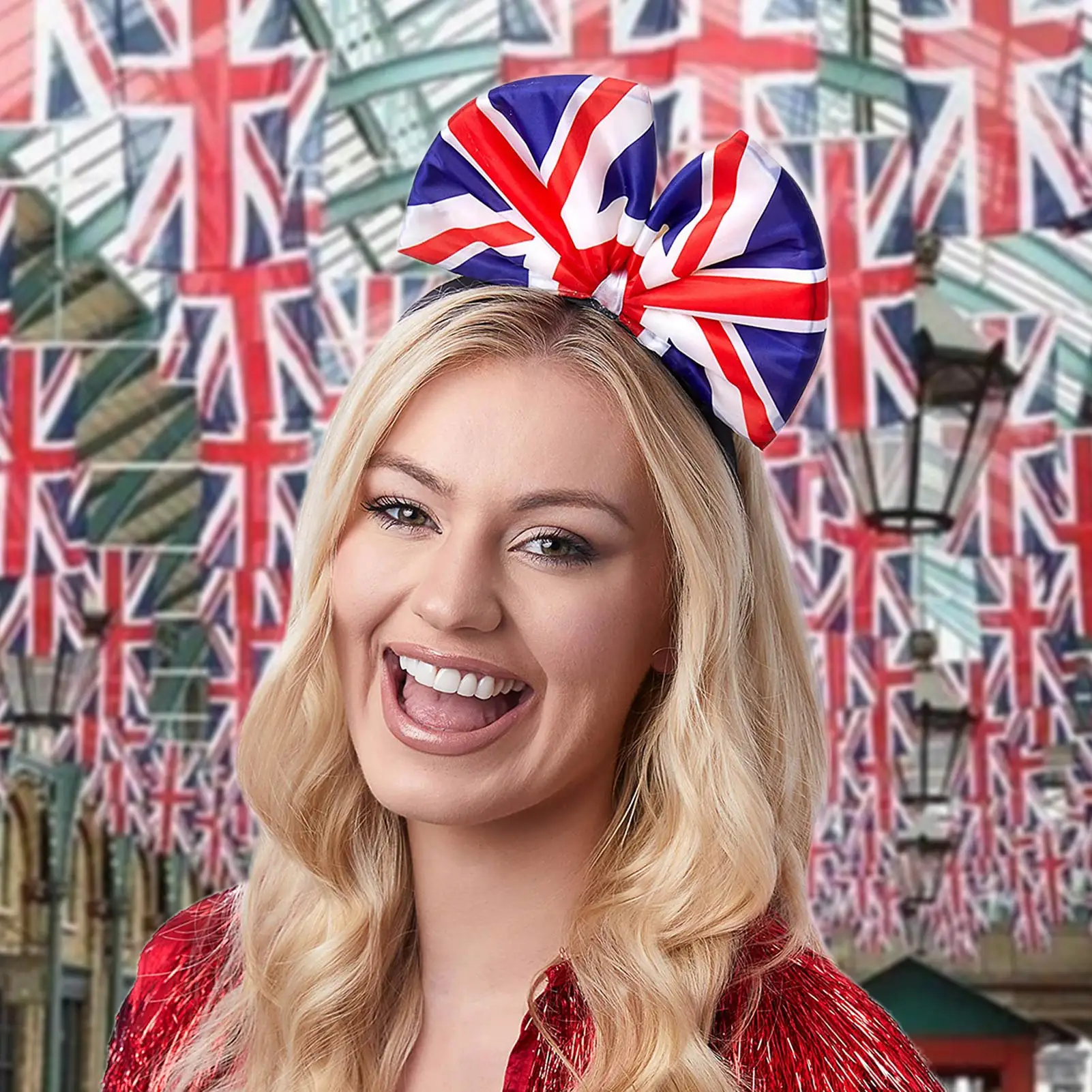 

Женская тканевая повязка на голову с бантом и флагом