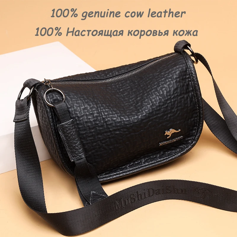 

Роскошная однотонная дамская сумка-мессенджер из натуральной кожи, 2023 мягкая воловья кожа, женские сумки через плечо, женские сумочки, новинка 100%