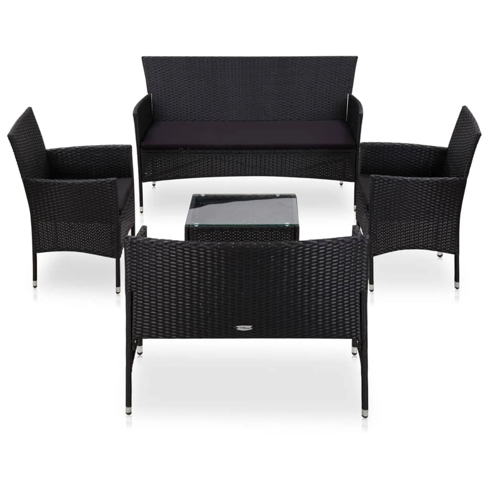 

5 Piece Garden Lounge Set With Cushions Poly Rattan Black