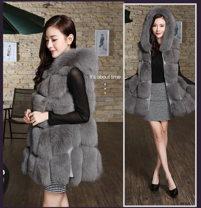 Wholesale Autumn and Winter New Stitching Imitation Fox Fur Coat New Foreign Trade Medium and Long