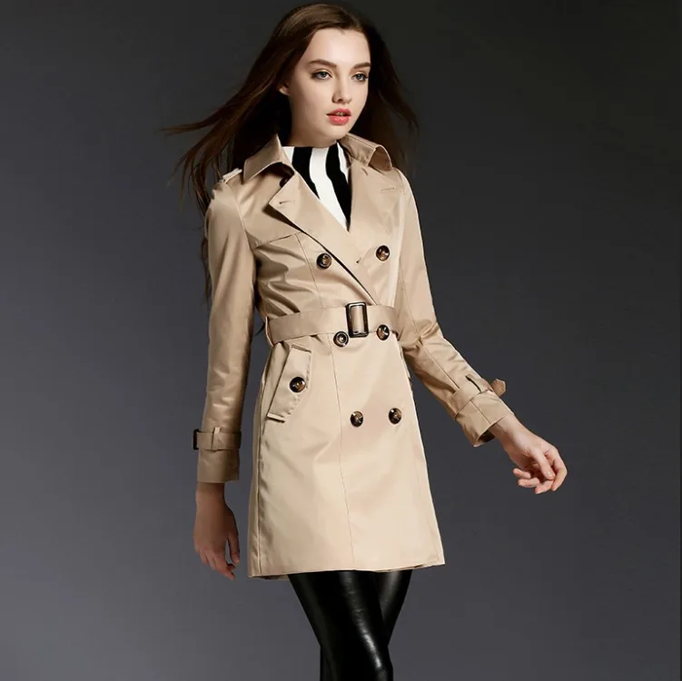

Winter 2022 Spring and Autumn New Casual Fashion All-Match Double-Breasted Mid-Length Women's Trench Coat Women's Clothing