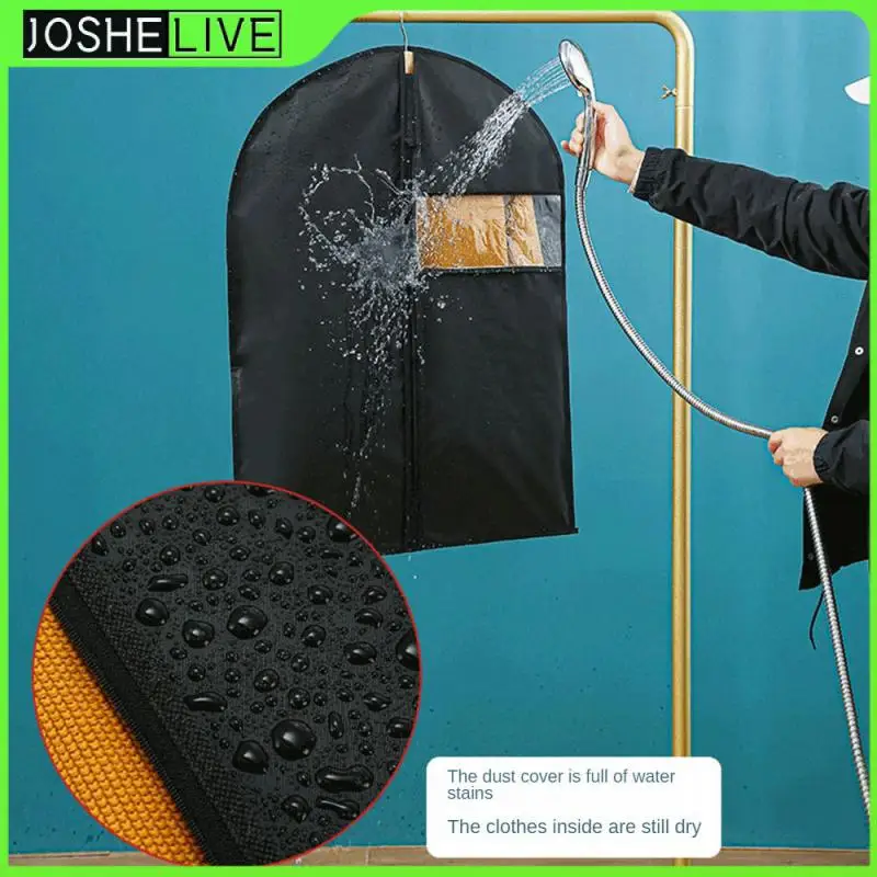 

Пылесборник с молнией для одежды, подвесной мешок, бытовой пылезащитный чехол для домашнего гардероба, полностью черный с прозрачным окошком