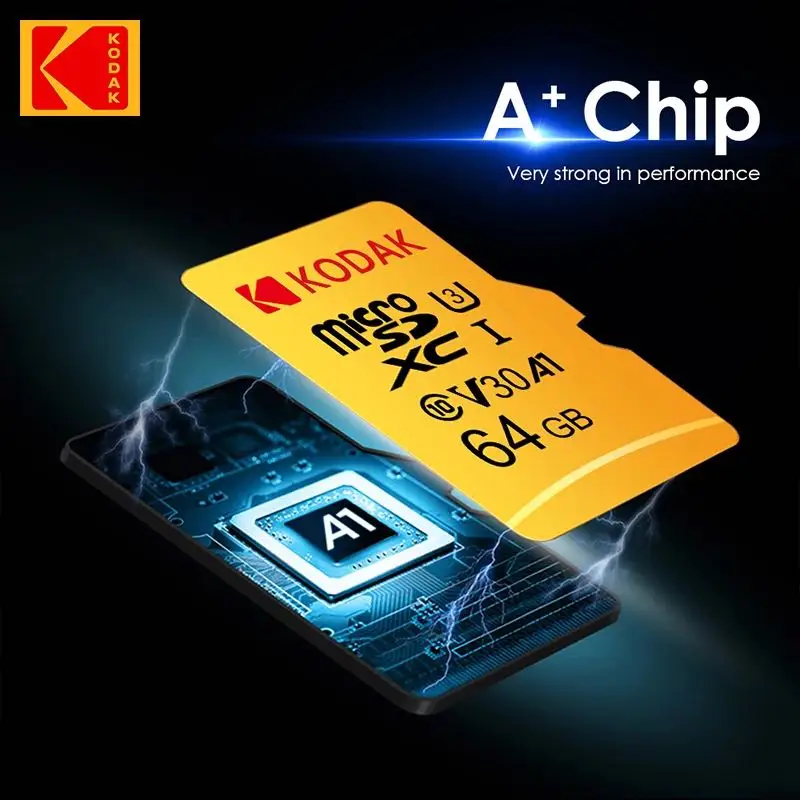 

Карта памяти Kodak MicroSD U3, высокоскоростная, 32 ГБ, 64 ГБ, 128 ГБ, 256 ГБ, TF-карта V30, 4k мини-карта памяти для камеры, интеллектуального монитора, дрона, а...