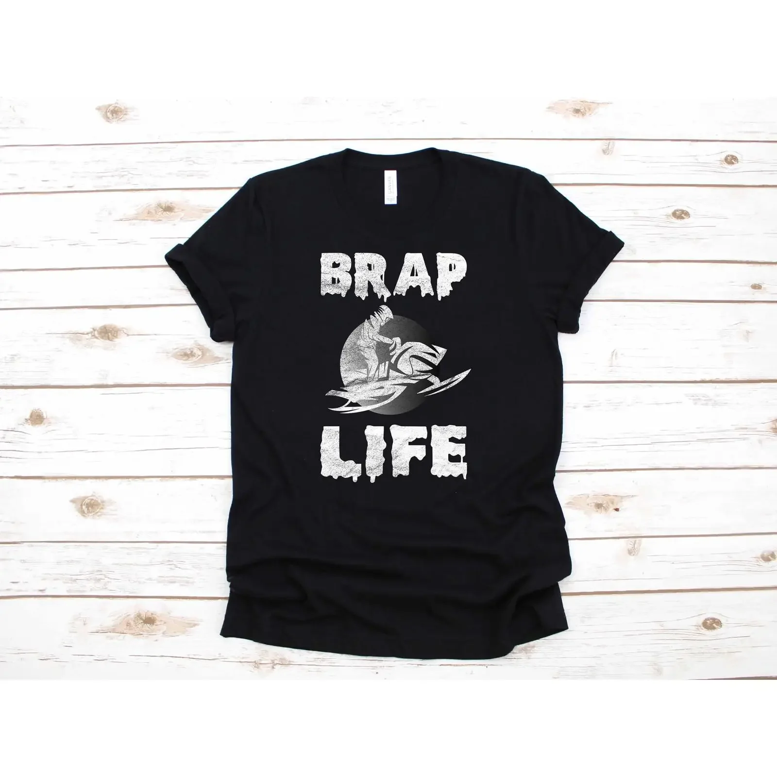 Фото Футболка для снегоходистов Brap Funny Apparel с длинным рукавом, винтажная, стильная, с графическим принтом, эластичная, унисекс, слегка потертая. №1