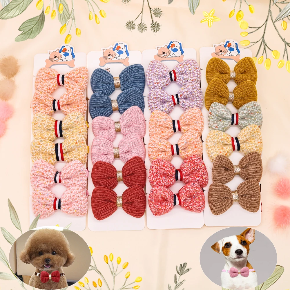 

6PCS/SET Cotton Dog Bow Tie Puppy Bows Grooming Dress Up Dogs Kitten Bows Adjustable Dog Collar Gifts for Small Dogs Supplies