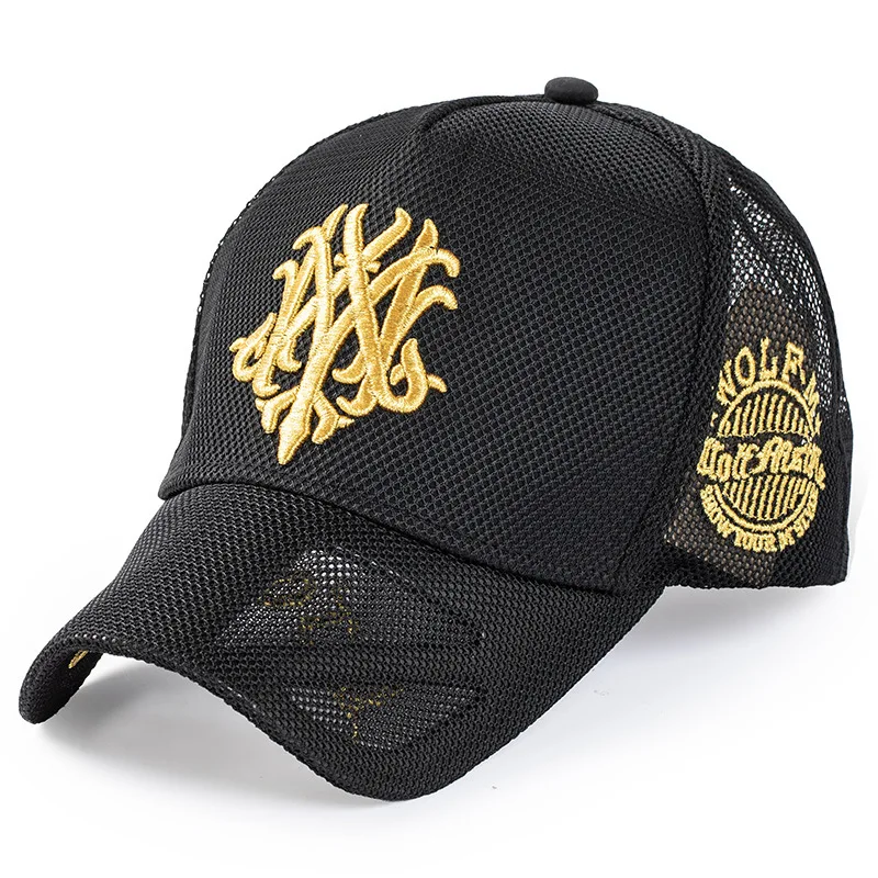 Unisex Summer Mesh Cap Men 3D Embroidery Baseball Cap Women Adjustable Snapback Sunhat Outdoor Sports Hat