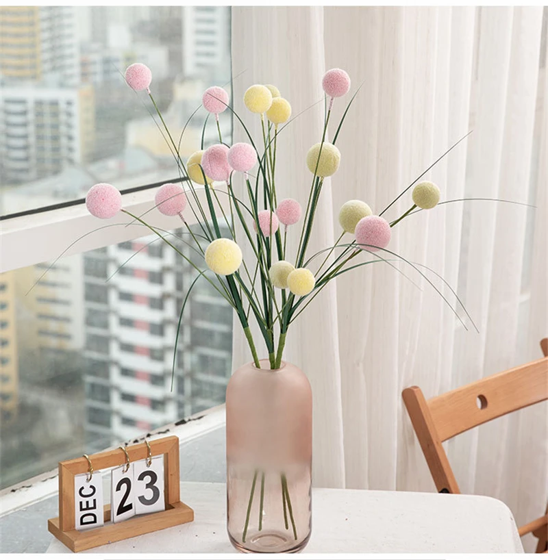 72cm 1pc Colored Dandelion Artificial Flower Balls with Dry Leaves  for Wedding Decoration Maison Home Room Vases Decor Deco images - 6