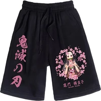 mens shorts popular anime demon slayer kamado nezuko graphics print shorts man woman casual loose five shorts beach short pants