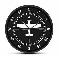 aviation aircraft modern design wall clock pilote home decor for bedroom compass sign printing wall clock turns pilots art watch