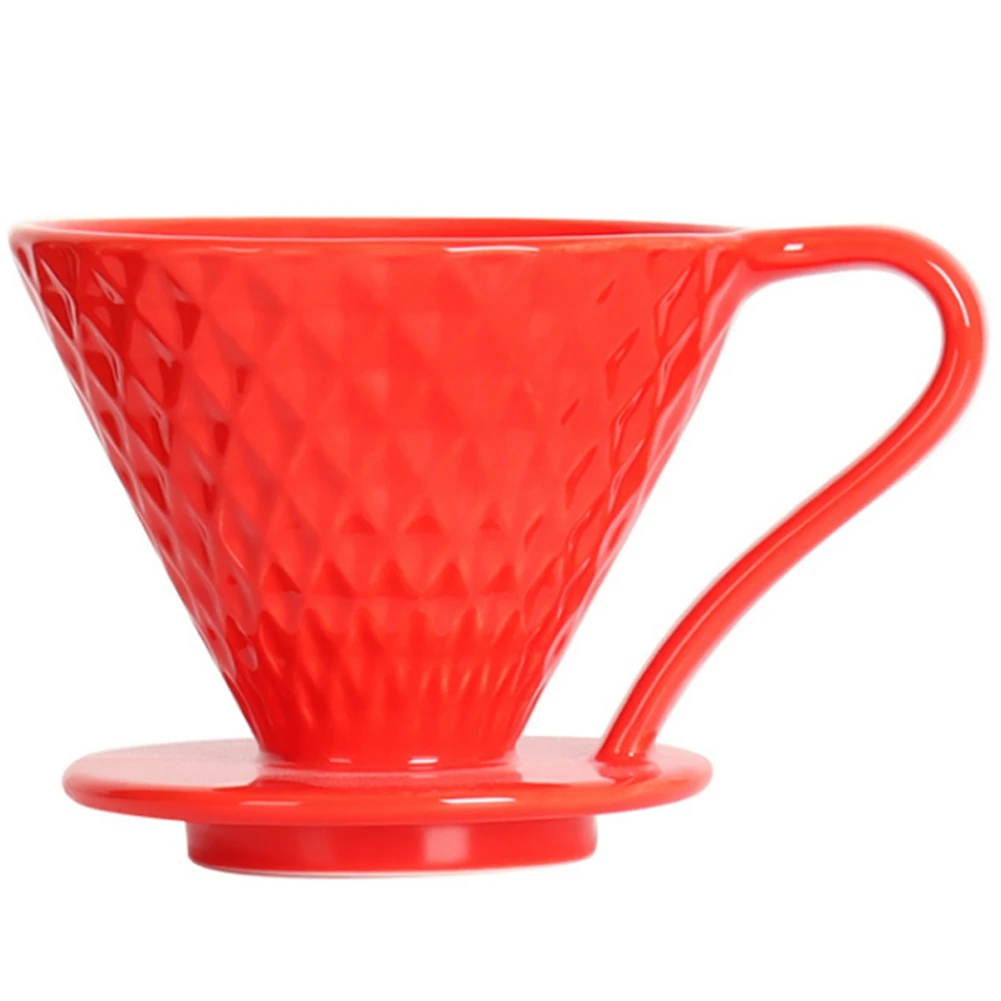 

Coffee Filter Cup V60 Drip Filter Filter Ceramic Spiral Diamond-Shaped Funnel Filter Paper Cup Sharing Pot Set,Red B