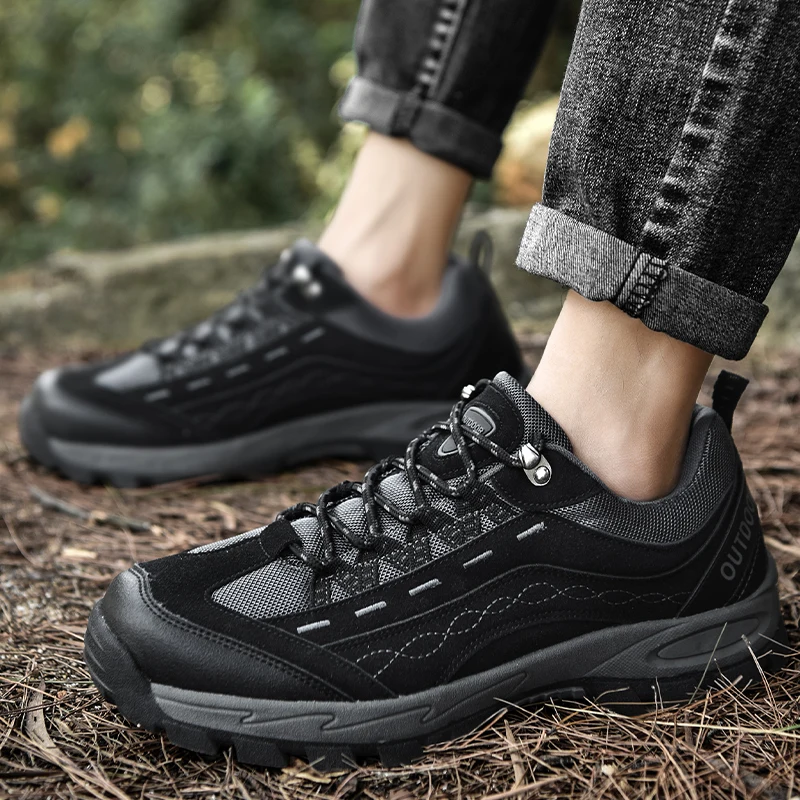 JIEMIAO High Quality Men Hiking Shoes Autumn Winter New Non-slip Mountain Climbing Sneakers Outdoor Camping Shoes Trekking Shoes