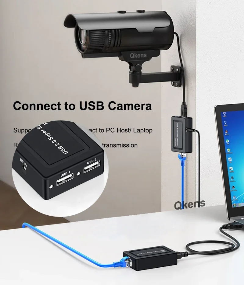 Фото Суперудлинитель USB 2.0 по сетевому кабелю RJ45 Cat6 Ethernet для MAC, Win7/8/10, Win11, веб-камер, мышей, клавиатур, принтеров №2