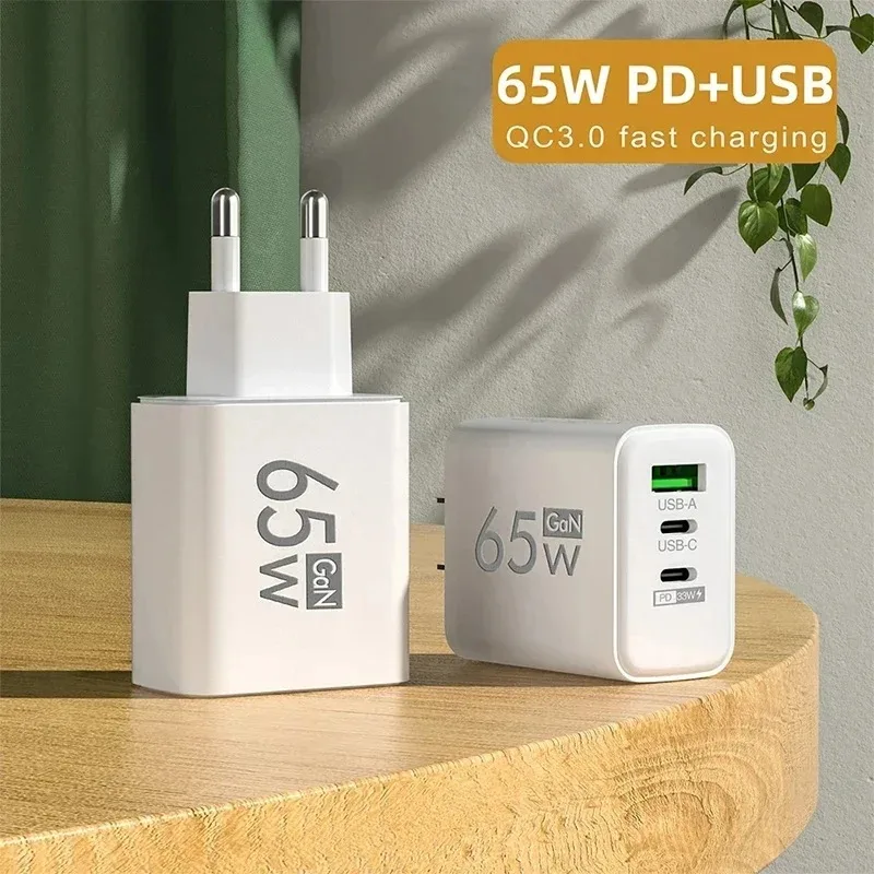 Xiaomi Total 65W 3Ports GaN USB PD Charger Fast Charging Type C Mobile Phone Adapter Quick 3.0 For iPhone Samsung Huawei