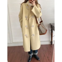 woolen coat women high quality full sleeve loose korean fashion coats 2022 autumn thicken warm elegant woolen jacket female