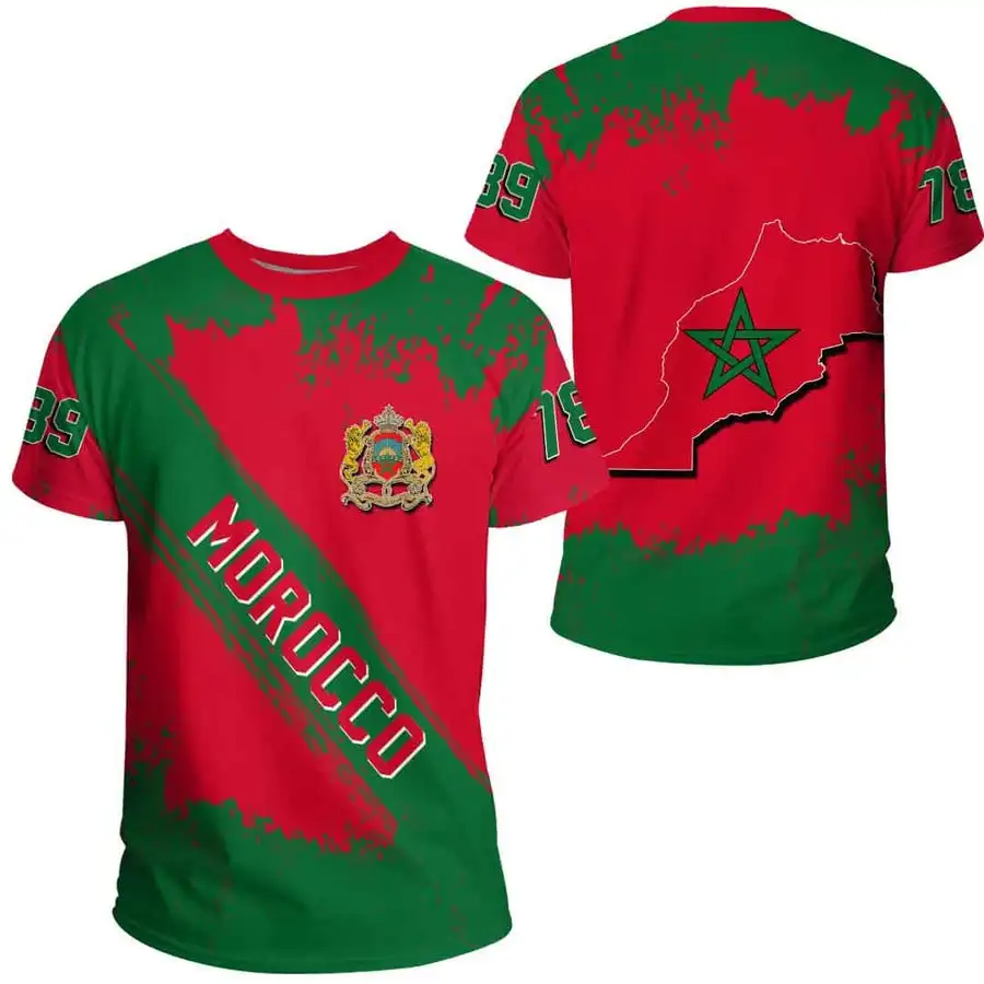 

Morocco T-shirt National Team Quick-drying T-shirt Free Custom Arabic Country Text Print Photo Sportswear Men's Fashion T-shirt