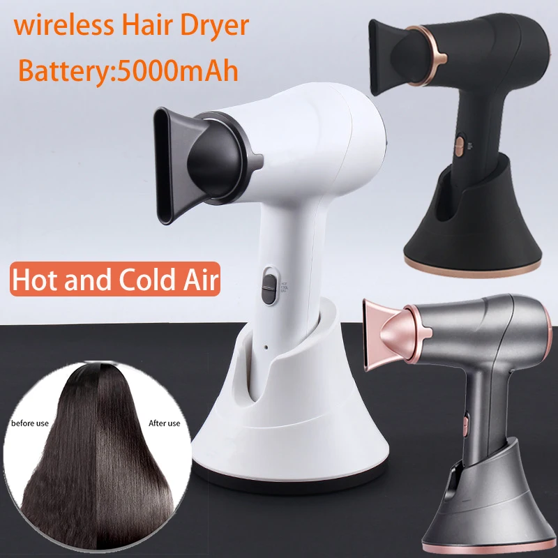 

Профессиональный салон Фен беспроводной портативный фен перезаряжаемый фен 2 в 1 сильный ветер горячий фен для волос для дома и путешествий ...