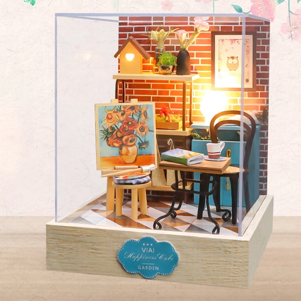 

Ручная работа DIY Художественный дом с мебелью для детей и взрослых Миниатюрный Кукольный дом деревянные наборы игрушка домашний орнамент п...