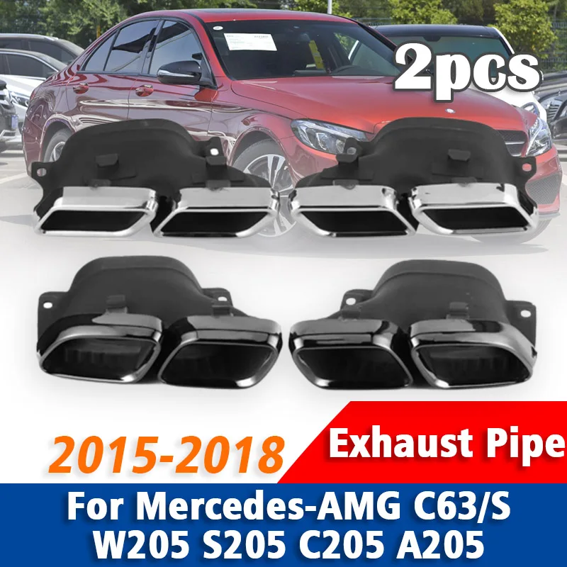 

1 Pair For Mercedes-AMG C63/S W205 S205 C205 A205 2015-2018 Stainless Steel Exhaust Pipe Muffler Tailpipe Muffler Tip Styling