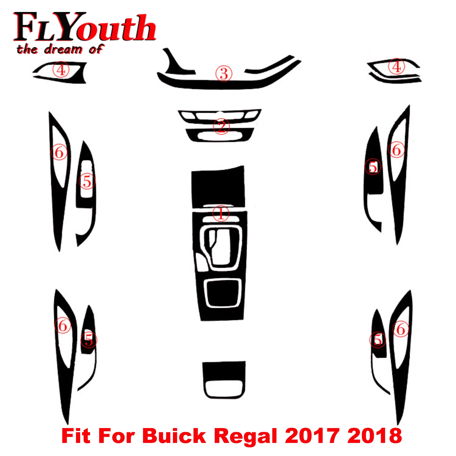 

For Buick Regal 2017 2018 5D Carbon Fiber Sticker Car Gear Shift Panel Water Cup Holder Panel Frame Cover Trim Car Styling